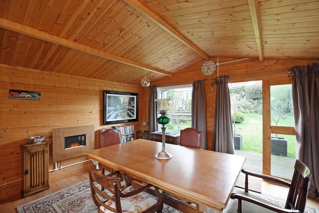 Inside the versatile garden cabin that has both light and power.