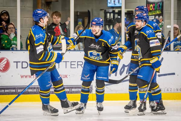 BIG PUSH: Leeds Knights have 16 games left in their ques for a third straight NIHL National league title. Picture: Ben Gordon/Knights Media.