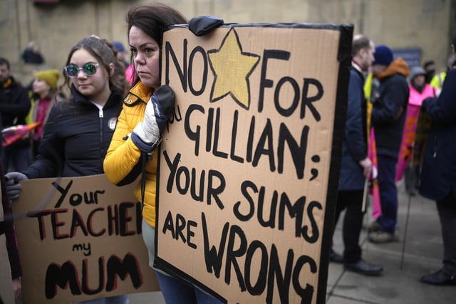 This protester had a message for Gillian Keegan, the Secretary of State for Education.