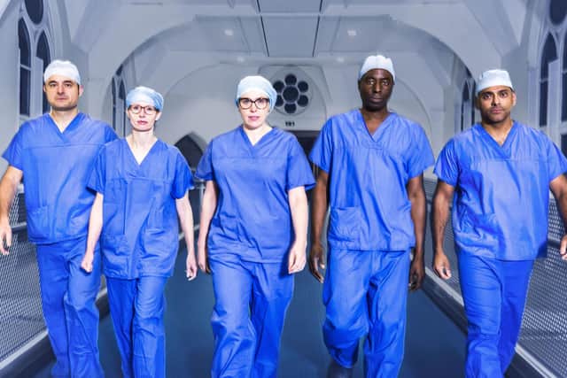 This week's episode of Saving Lives in Leeds will feature endocrine surgeon Emma Collins, pictured second left, who has been working at Leeds Teaching Hospitals NHS Trust for five years (Photo: Ryan Mcnamara)