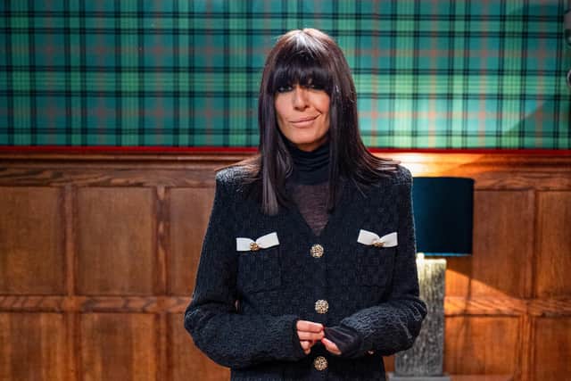 The Traitors Claudia Winkleman does country meets gothic glam in this cardigan by Self Portrait. Picture: BBC / Studio Lambert, Euan Cherry