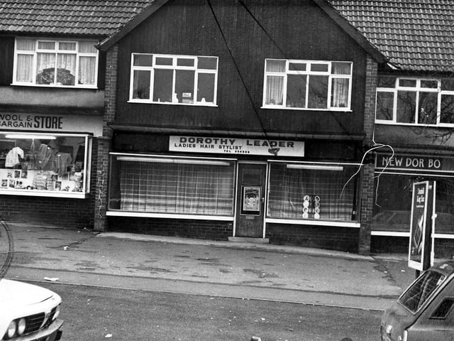 Part of a parade of shops on the south side of Easterly Road opictured in January 1980. They are Dorothy Leader ladies hair stylist, in the centre, the site of a proposed estate agent's office. On the left is Katrina's wool and bargain store, No.246, and on the right, New Dor Bo, chinese takeaway, No.242.