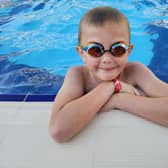 Young athlete Alfie Calam, seven, from Bramhope, is swimming the entire length of the English Channel in his local pool in aid of Leeds charity the Children's Heart Surgery Fund.