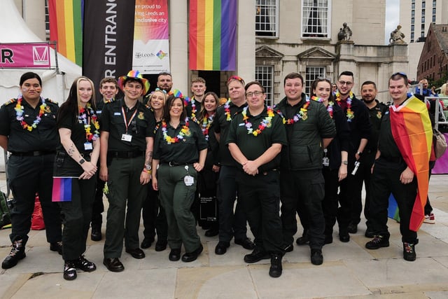 Leeds Pride 2023, paramedics from Yorkshire Ambulance Service in Millennium Square.