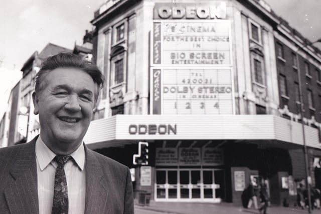 This is Alan Thornton who retired as Odeon manager in March 1993.  He was originally appointed on a short-term basis in 1969 but liked Leeds so much that he stayed for 24 years. "I was only due to stay for the years to relaunch the Odeon as a twin cinema, but we thought so much of the place that we decided to stay put," said Alan.