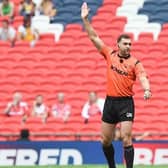 Referee James Vella in action at Wembley during this year's Women's Challenge Cup final between Rhinos and St Helens. Picture by Matthew Merrick/SWpix.com
