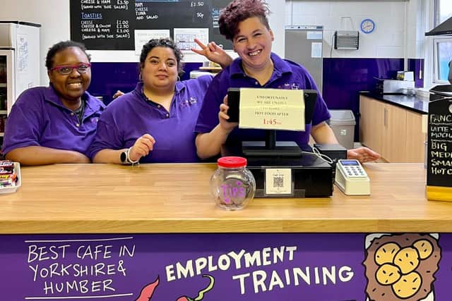 Cafe Leep on Roundhay Road is the only cafe in Leeds to offer adults with learning disabilities food safety qualifications. Pictured are some trainees of Cafe Leep. Photo: Darren Nixon