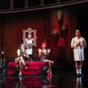 L-R: Morgan Jackson (Rocky), Job Greuter (Riff Raff), Jason Donovan (Frank N Furter), Natasha Hoeberigs (Magenta), Jayme-Lee Zanoncelli (Columbia), Connor Carson (Brad)