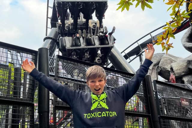 Nemesis Reborn: Harry, 11, wasn't intimidated by the Gypsy King, Tyson Fury, so off he went for more adrenaline hits on the likes of Nemesis Reborn