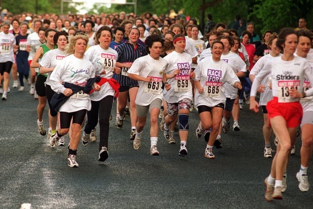 Runners put their best foot forward when Race For Life was held at Roundhay Park in May 1997.