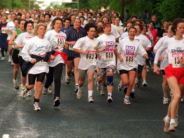 Runners put their best foot forward when Race For Life was held at Roundhay Park in May 1997.