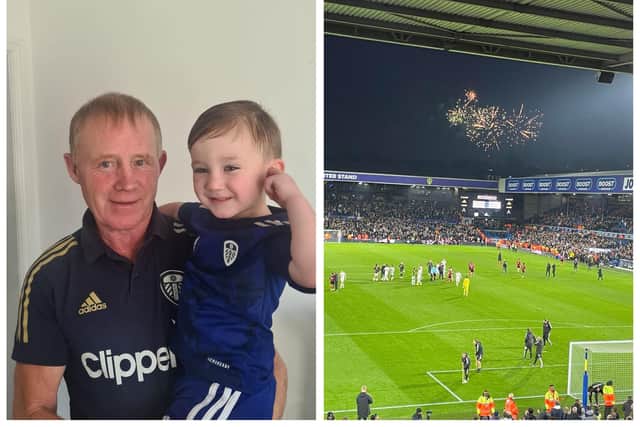 A Leeds United loving family used a prime opportunity during their fireworks display to entertain fans inside Elland Road just metres from their home – by syncing up the rockets with the goals.
