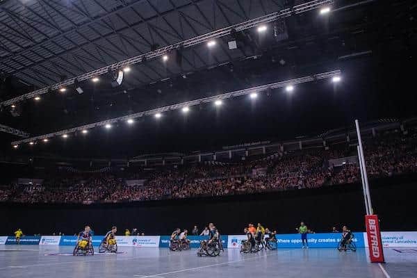 Leeds' First Direct Arena staged thre wheelchair rugby league Test between England and France. Picture by Olly Hassell/SWpix.com.
