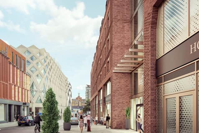 An image, facing east, showing the stylish look planned for the George Street hotel.