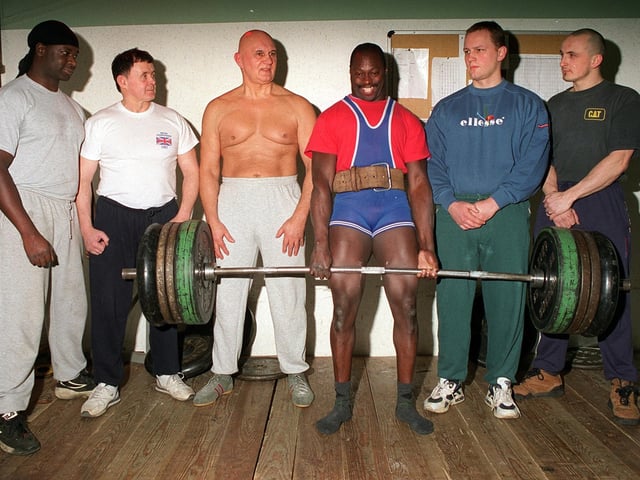 Power lifters at South Leeds Sports Centre in February 1998. Pictured, from left, are Paul Raynolds, Nick Galley, Lori Baranyi, Dave Carter, Steve Baranyi and Simon Dawes.