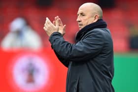PRAISE: From Accrington boss John Coleman, above, for Leeds United. Photo by PETER POWELL/AFP via Getty Images.