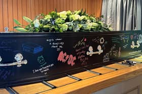 A heavy metal fan from Yorkshire was given a send-off with a one-of-a-kind coffin
