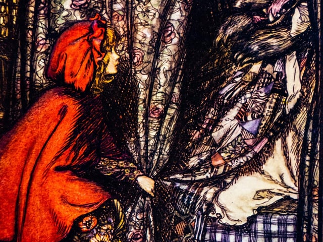 Pictured An illustration from Little Red Riding Hood, published in Grimm's Fairy Tales, Illustrated by Arthur Rackham. Photo: James Hardisty