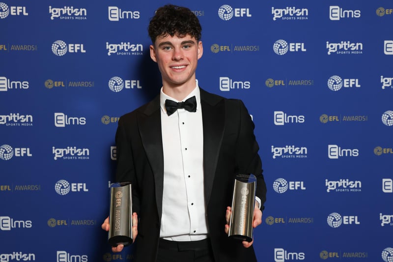 EFL Championship Apprentice of the Season and Championship Young Player of the Season Archie Gray of Leeds United, pictured with his awards at the EFL Awards 2024, Grosvenor Hotel, London. Pic: Andrew Fosker/Shutterstock (14432108ci)
