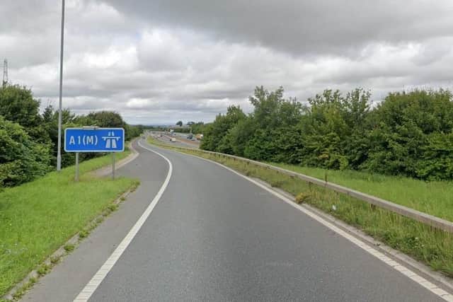 A section of the A1(M) is closed after the collision this morning