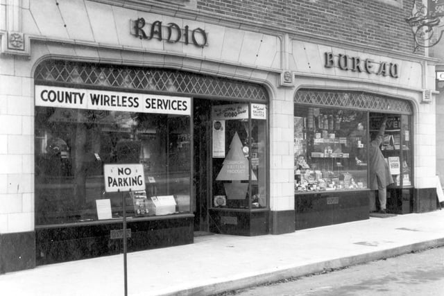 Looking at the Harrogate Road side of Corner building, no 3 is Radio County Wireless services No4 is the Bureau selling sweets and tobacco. Pictured in September 1936.