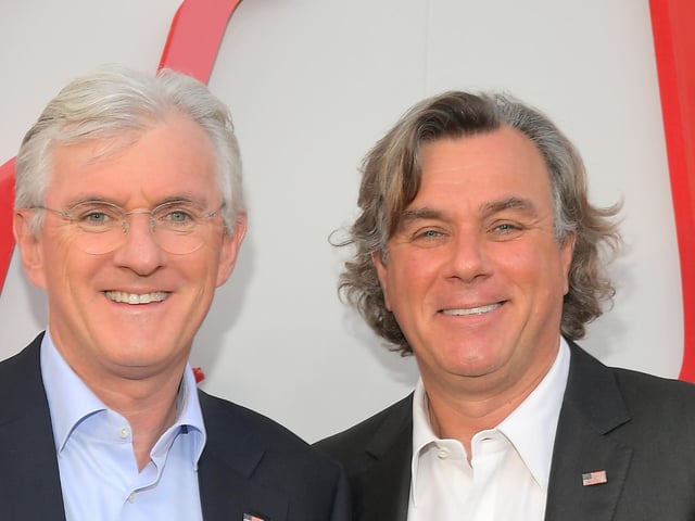Australian Peter Lowy (R) is heir to the Westfield shopping centre empire and has held a position on Leeds' board of directors for a number of years. Lowy has a background in investment banking. The Lowy family have a long connection with football in their native Australia, with Peter’s father Frank Lowy and brother Steven acting as Chairman of the Football Federation Australia (FFA) between 2003 and 2018. (Photo by Charley Gallay/Getty Images for Westfield Century City)
