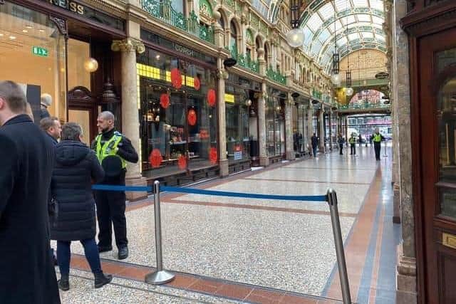 The County Arcade closed off following the robbery in 2020.