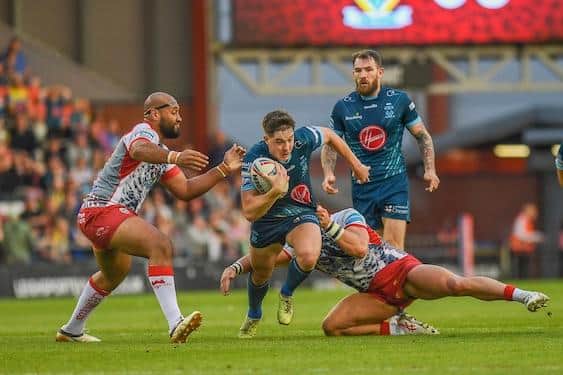 Riley Dean in action for Warrington against Leigh last month. Picture by Olly Hassell/SWpix.com.