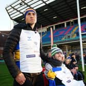 Kevin Sinfield, pictured with Rob Burrow at Headingley Stadum after completing the Extra Mile Challenge from Leicester to Leeds.