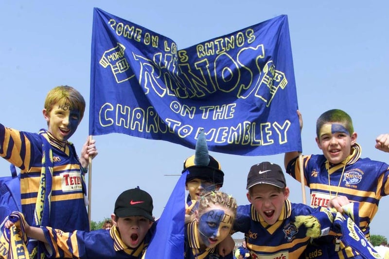 Young Rhinos fans outside Wembley stadium before the game.