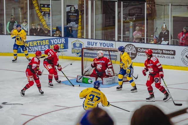 WE'LL MEET AGAIN: Leeds Knights and Swindon Wildcats - seen here playing at Elland Road in October will meet at the Link Centre for the first time this season on December 17. Picture: Leeds Knights