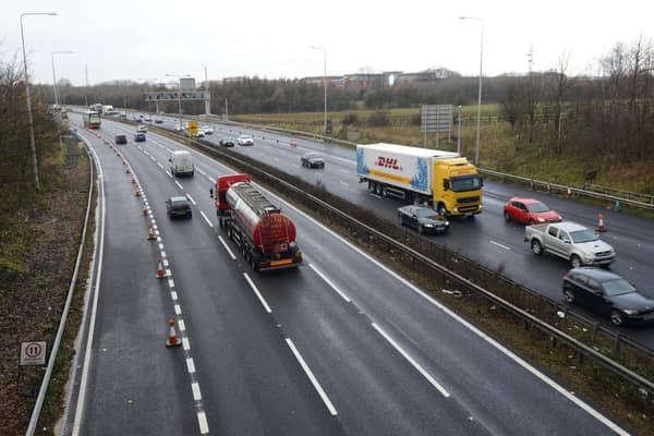 Two lanes of the M62 (pictured) have been closed, causing delays.