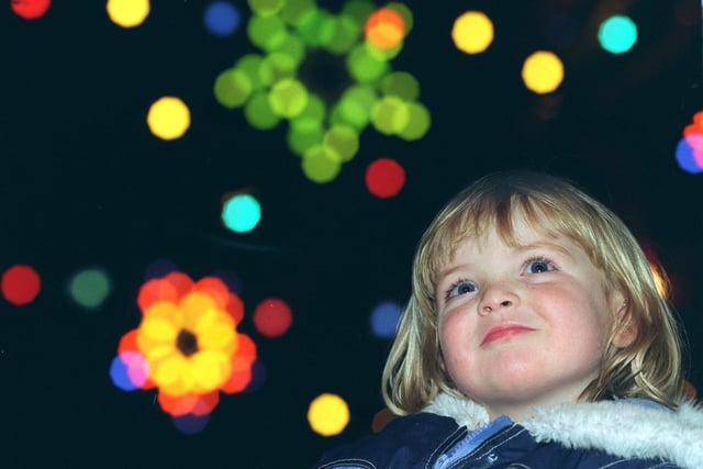 Hannah Birkett at the switch on of the Otley Christmas lights in the Market Place pictured in November 1997.
