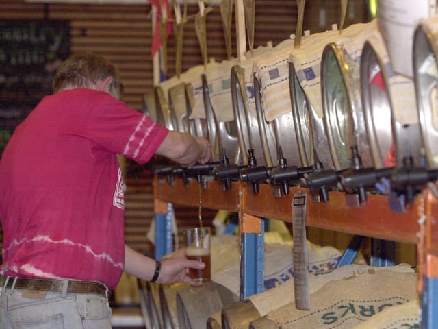 The pints were pouring at Pudsey Beer Festival, held at the Pudsey Civic Centre on March 15, 2001.
