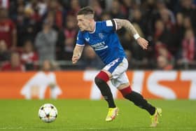 Ryan Kent in action for Rangers during a UEFA Champions League match between Liverpool and Rangers at Anfield, on October 04, 2022, in Liverpool, England. (Photo by Ross MacDonald / SNS Group)