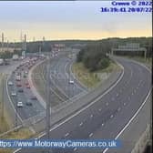 A man has been arrested following the collision. Image: motorwaycameras.co.uk