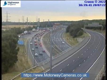 A man has been arrested following the collision. Image: motorwaycameras.co.uk