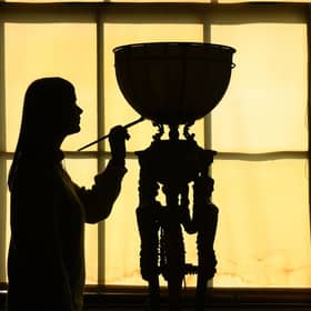 Spring clean at Harewood House, Leeds. Niamh Kelly is pictured cleaning one of the Touchere on display in the Gallery at the House. Picture taken by Yorkshire Post Photographer Simon Hulme