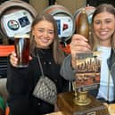 (L-R) Morley Glass’s Charlotte Gilbert, Marketing Assistant, with Beth Mackay, Office Administrator, at a previous North Leeds Charity Beer Festival.