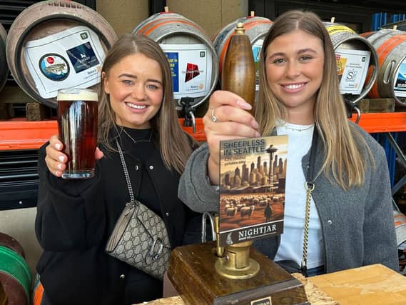 (L-R) Morley Glass’s Charlotte Gilbert, Marketing Assistant, with Beth Mackay, Office Administrator, at a previous North Leeds Charity Beer Festival.
