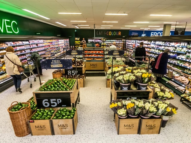 Displays brimming with produce from M&S Select Farms