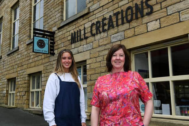 Nicola Lee - pictured with her daughter Isobel - is the founder of School of Sew in Sunny Bank Mills, Farsley, which is featured in the Great British Sewing Bee. Picture: Jonathan Gawthorpe