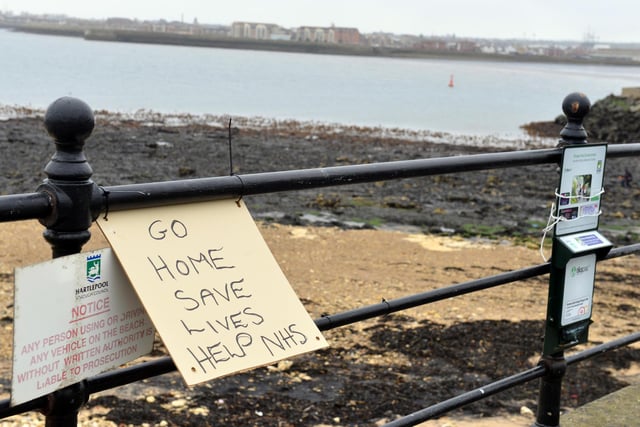 The message says it all on this sign at the Fish Sands in April 2020.