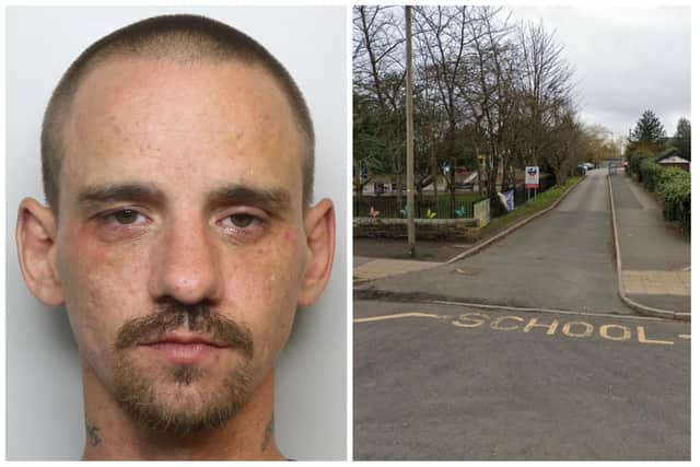 Cook stole the phone from a teenager, before challenging motorists to fight him outside the school in Gildersome.