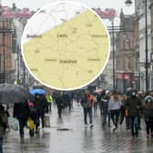 The Met Office has issued a yellow warning for rain covering Leeds and large parts of the country. The weather service's interactive coverage map is inset.