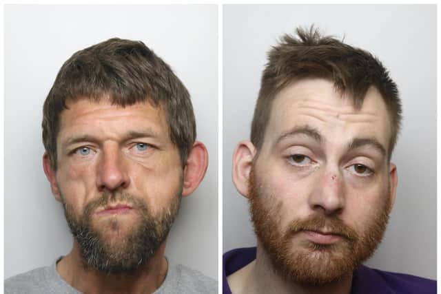 (left) Joseph Ford and James Nye have been jailed for repeatedly shoplifting in Leeds city centre.