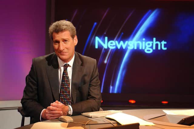 Jeremy Paxman pictured on the BBC Newsnight set in 2002. The Leeds-born broadcaster has been diagnosed with Parkinson's disease.