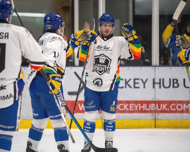 DOUBLE VISION: Leeds Knights' Noah McMullin cis hoping to close out the 2023-24 season by adding the NIHL National play-off crown to the regular season league title. Picture: Bruce Rollinson