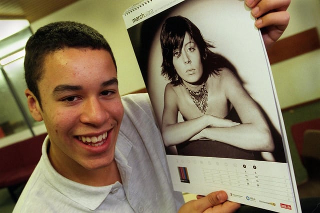 Alex Simmons, a pupil at Boston Spa Comprehensive, pictured with a calendar he has produced for the model agency he runs in his spare time.