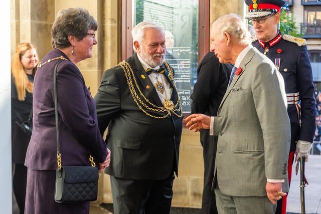 The Lord Mayor of Leeds, Bob Gettings, was on hand to greet the King.